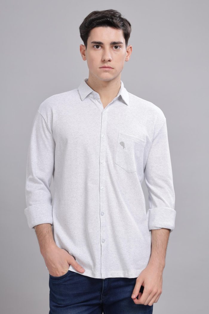 Silver Shirt || Full Sleeve || 100% Cotton