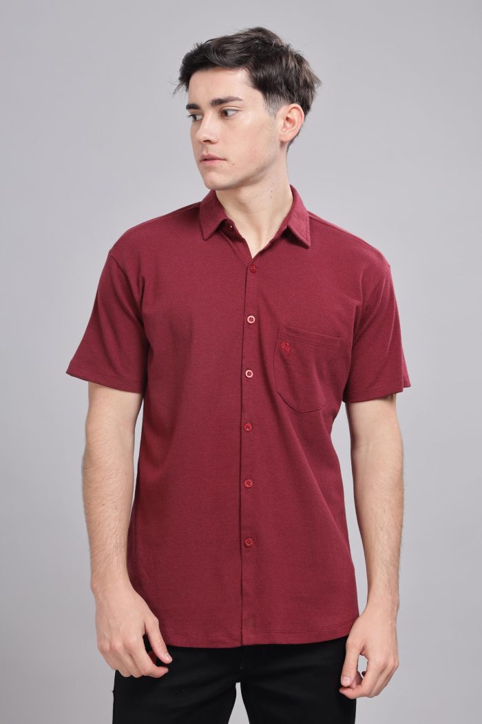 Maroon Shirt || Half Sleeve || 100% Cotton