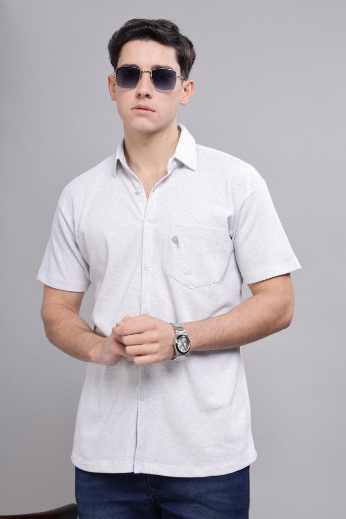 Silver Shirt || Half Sleeve || 100% Cotton