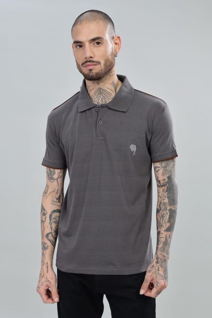Grey || 100% Cotton Polo T-Shirt