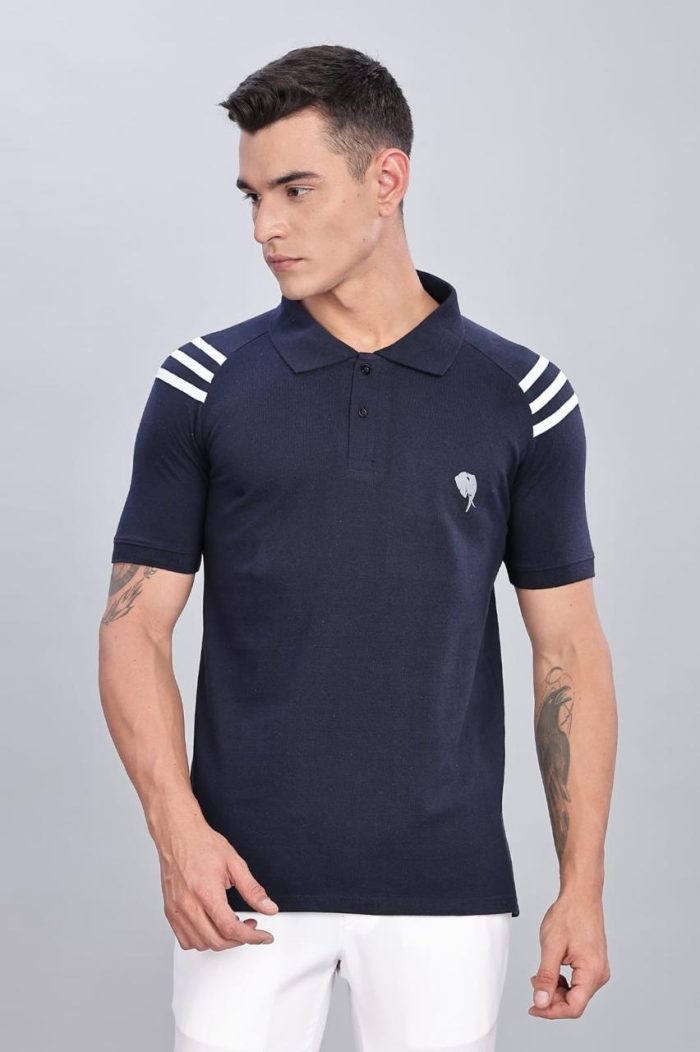 Navy || 100% Cotton Polo T-Shirt