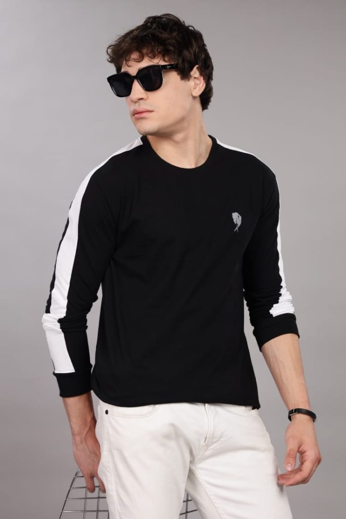 Party Black Full Sleeve Round Neck T-Shirt