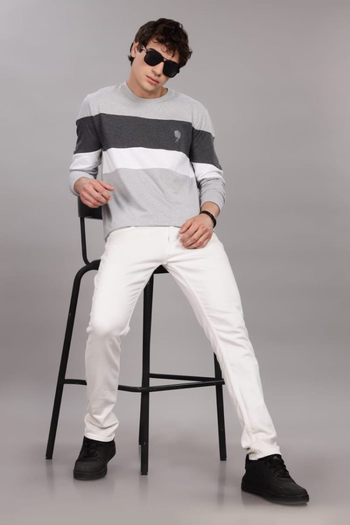 Grey Trio Full Sleeve Round Neck T-Shirt