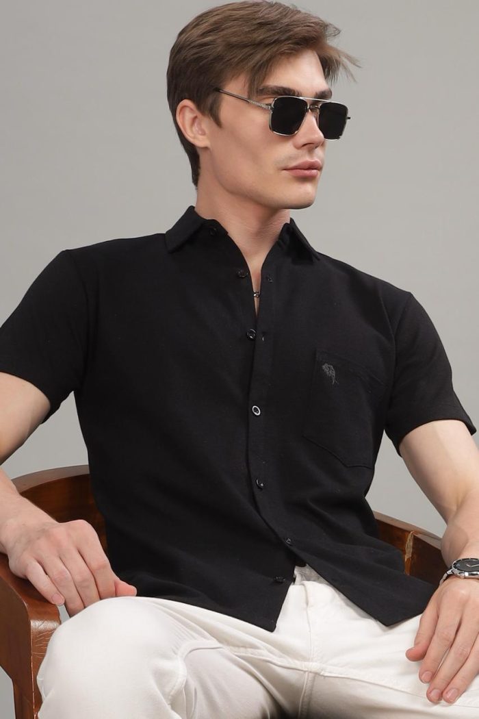 Black Shirt || Half Sleeve || 100% Cotton